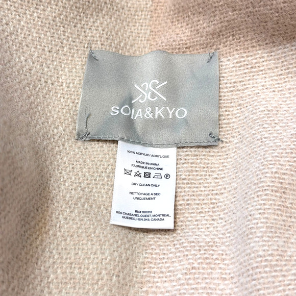 Soia & Kyo Colorblock Fringe Wrap Shawl Scarf Pink Beige Boho Poncho One Size - Picture 3 of 8